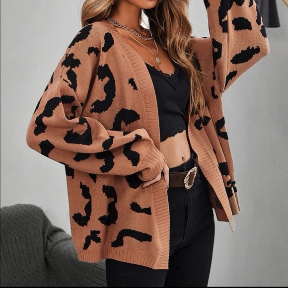 Boho leopard print open front cardigan - Picture 4 of 6